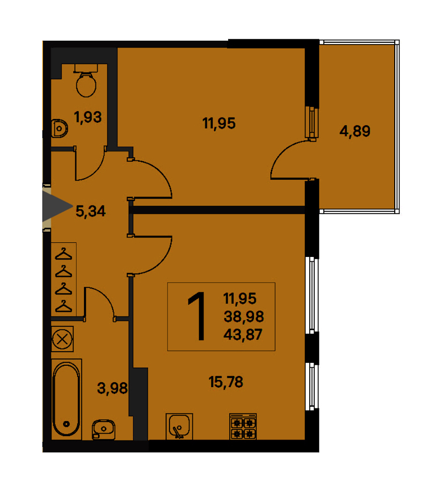 1-комнатная квартира 38.98 м², 5/5 эт., ЖК «Новое Сертолово. Гармония»